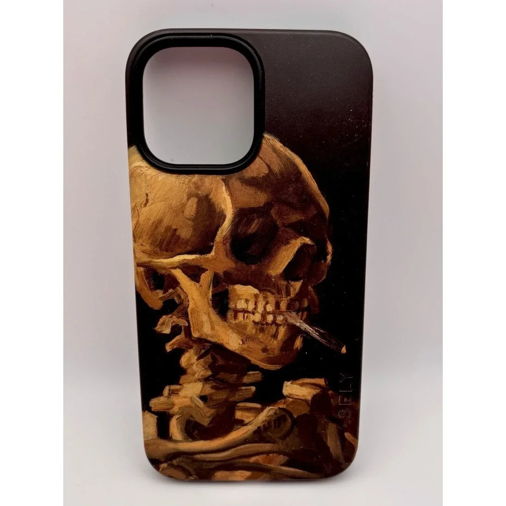 Casely Bold iPhone Case Van Gogh Skull of a Skeleton with Burning Cigarette Art